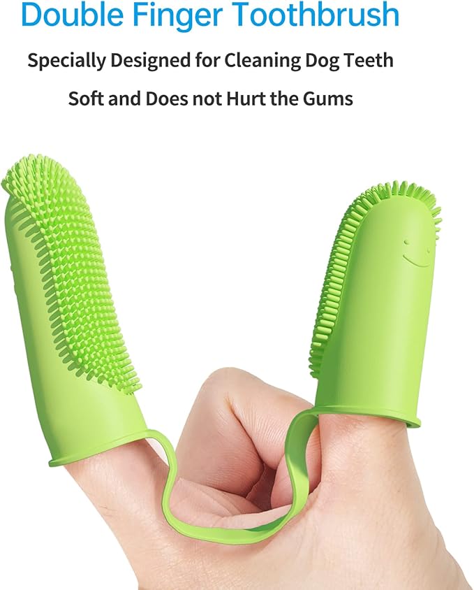 2 Pack Toothbrush for Dog,135ºSurround Bristles for Easy Teeth Cleaning, Finger Tooth Brush Dental Care for Puppies, Cats and Small Pets