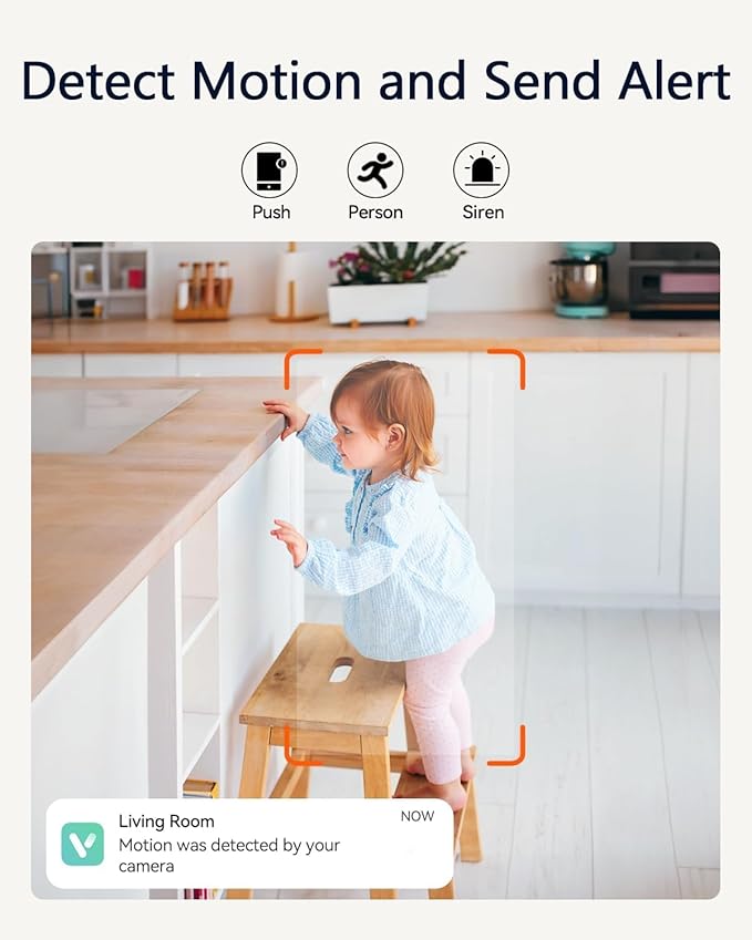 LongPlus 2K Pet Camera with Phone App, 2.4/5GHz WiFi Pan/Tilt Indoor Camera for Home, Cat Cam with Night Vision, 2-Way Audio, Motion Detection, Auto Tracking, Works with Alexa