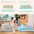 Comfort Expression Memory Foam Dog Beds Large Sized, Orthopedic Dogs Beds Washable, XL Dog Beds with Removable Cover, Waterproof Pet Sofa Couch with Bolster(X-Large,Light Grey)