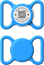 Holder for Dog Collar, Scan QR Code Send Location Alert Email, Waterproof Full Body Protection Anti-Lost Case, Accessories for Dog, Cats, Collar, Backpack (Blue, Large)