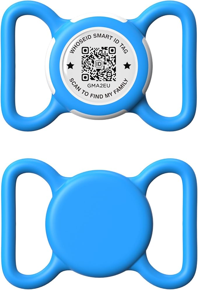 Holder for Dog Collar, Scan QR Code Send Location Alert Email, Waterproof Full Body Protection Anti-Lost Case, Accessories for Dog, Cats, Collar, Backpack (Blue, Large)