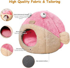 Cat Beds for Indoor Cats - Cat Bed Cave with Removable Washable Cushioned Pillow, Soft Plush Premium Cotton No Deformation Pet Bed, Lively Pufferfish Cat House Design, Pink, Multiple Sizes(M)