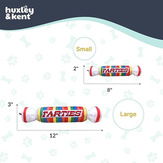 Huxley & Kent Funny Dog Toy w/Squeaker – Power Plush Squeaky Dog Toys for Small, Medium & Large Dogs – Soft Stuffed Animal for Indoor Play & Fetch - Farties, Large