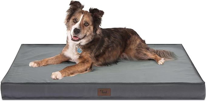 Orthopedic Dog Bed for Large Dogs, Big Waterproof Dog Bed Washable Pet Bed for Large Sized Dogs with Egg Crate Foam Pet Bed Mat, Removable Oxford Cooling Cover, Grey