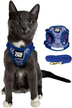 Travel Cat Harness and Leash Set - Adjustable Fit Mesh Cat Harness and Reflective Strap - Comfort Walking Vest for Kitten for Outdoor Walking, Hiking (Large, Groovy)