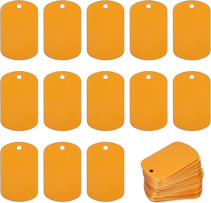 MECCANIXITY Blank Dog Tags Rectangle Blank Aluminum Blank Keychains Laser Engraving Blanks ID Name Tag Metal Personalized Pet Tags for DIY Crafts Gold, 300 Pack