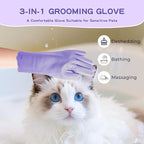 5-Finger Dog Grooming Gloves - High Density Silicone Teeth for Bathing Massage & Shedding Removal for Dogs and Cats