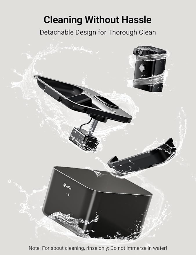 DownyPaws Cat Water Fountain Cordless, 84oz/2.5L Fursink Wireless Pet Water Fountains for Cats Indoor, Battery Operated Cat Drinking Fountain with Motion Sensor, Ultra Quiet Pump, BPA-Free, Black