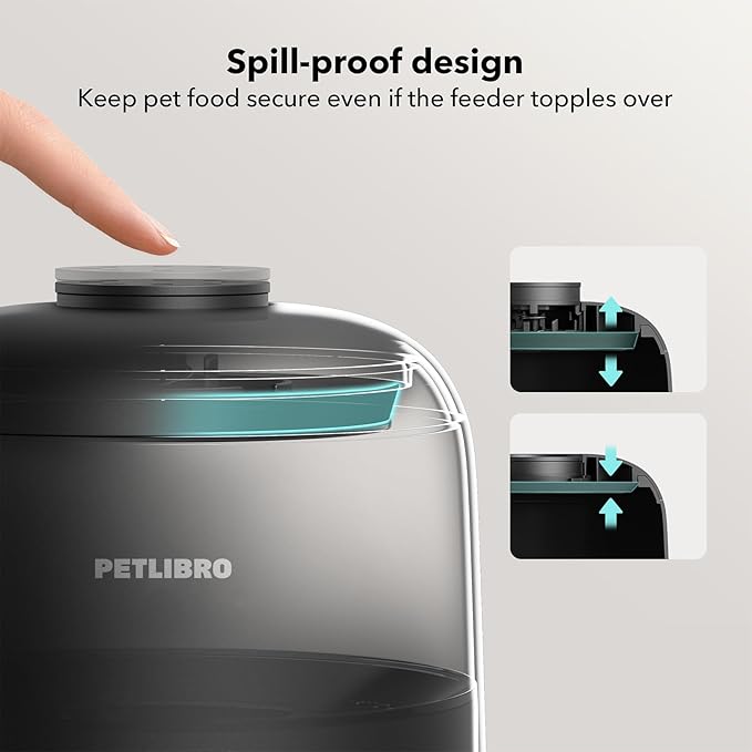 PETLIBRO Automatic Cat Feeder, Wi-Fi Rechargeable Cats Food Dispenser Battery-Operated with 30-Day Life, AIR 2.4G Wi-Fi Timed Pet Feeder for Cats & Dogs, 2L Auto Cat Feeder, Black