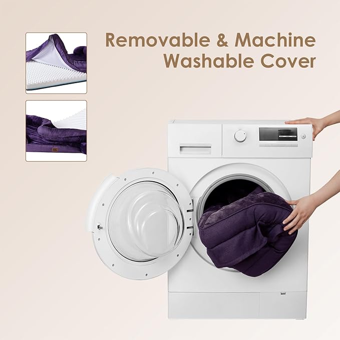 EHEYCIGA Orthopedic Dog Beds for Large Dogs, Waterproof Memory Foam Large Pet Bed with Sides, Non-Slip Bottom and Egg-Crate Foam Dog Couch Bed with Washable Removable Cover, Purple