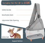 SlowTon Pet Dog Sling Carrier, Hands Free Hard Bottom Papoose Small Animal Puppy Up to 6 lbs Travel Bag Tote Breathable Mesh Support Adjustable Padded Strap Pocket Safety Belt Machine Washable