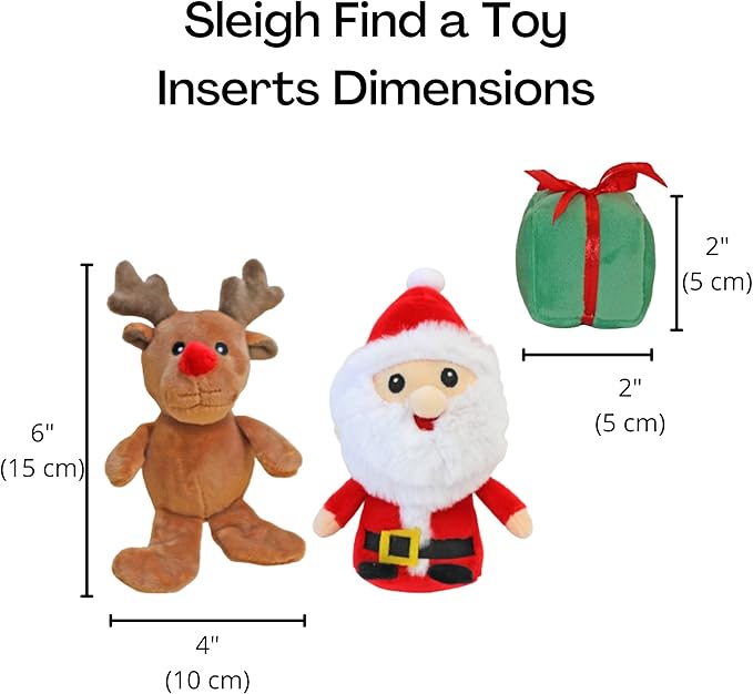 Midlee Santa Sleigh Find a Toy Christmas Dog Toy- Plush Burrow Interactive Hide & Seek Pet Holiday Toy
