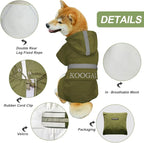 Hooded Dog Raincoat Apparel Poncho Waterproof Dog Clothes Pet Jacket,Dog Raincoats Winter Jacket for Small to Medium Dogs(Green,3XL)