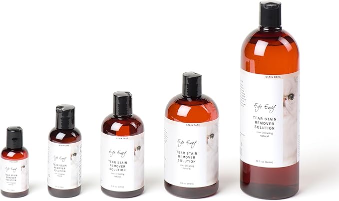 Eye Envy Tear Stain Remover Solution for Cats. 100% Natural, Safe. Treats The Cause of Stains. Recommended by Breeders, Vets, Groomers. Remove Eye Stains from Persians and Exotics. 4 oz. Made in USA