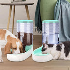 Meikuler Automatic Dog Cat Feeder and Water Dispenser Set,Waterer and Gravity Food Feeder for Small & Medium Dogs Cats Puppies,Large Capacity 1 Gallon x 2 (Green)