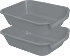2 Pack Extra Large Dog Litter Box Pan Tray (ABS Material), Low Entry Jumbo Senior Litter Boxes for Multiple Kitten Big Cats, Pet Safe Indoor Dog Potty (Dark Gray, 20" L x 15" W)