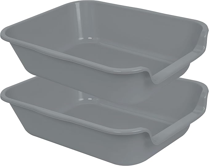 2 Pack Extra Large Dog Litter Box Pan Tray (ABS Material), Low Entry Jumbo Senior Litter Boxes for Multiple Kitten Big Cats, Pet Safe Indoor Dog Potty (Dark Gray, 20" L x 15" W)