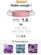 LE TAUCI Ceramic Slow Feeder Dog Bowls Small Breed, 0.6 Cups Dog Food Dish for Fast Eaters, Puzzle Bowl for Small Dogs and Cats,Pink Bloom