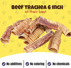 Woofley's Beef Trachea - (6 Inch 100 Pack) - Trachea Treats for Dogs - Natural Source of Glucosamine and Chondrotin for Joint Health - 100% Natural Beef Windpipe for Dogs