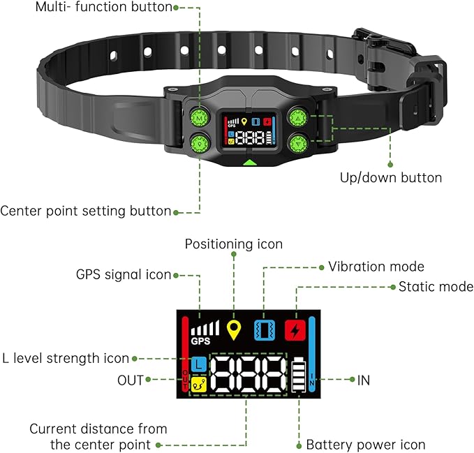 LUCKSKY GPS Wireless Dog Fence, 647 Acres Coverage, No Wire or WiFi Needed, Waterproof Training Collar with Vibration & Static Modes, Easy Setup