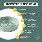 6.1inch Ceramic Dog Bowl Slow Feeder for Small Dog, Pet Slow Feeder, Stop Bloat, Preventing Choking(Single Bowl-Light Green)