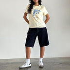 Y2k Womens Graphic Baby Tee Slim Fit Short Sleeve Crop Tops Funny Letter Animal Print Shirts 90s 2000s Streetwear