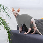 ROZKITCH Hairless Cat Sweater, Breathable Soft Jumpers for Sphynx Only, Coat with Four Legs, Warm Sweater T-Shirt Cat Pajamas Jumpsuit Vest Cornish Rex, Devon Rex, Peterbald Grey S