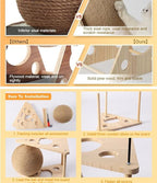 Cat Scratcher Toy,Natural Sisal Rope Cat Scratching Ball Scratcher Toy with Ball for Cats& Kittens&Dogs&Puppy, Interactive Solid Wood Scratcher Pet Toy Suitable for small cats and dogs (Large)