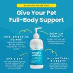 Wild-Caught Omega 3 Fish Oil for Dogs & Cats, Liquid EPA DHA Supplement for Skin, Coat, Joints & Heart, Low-Odor Omega 3 Drops for Small Dog Breeds & Cats with Itchy Skin, 16 oz