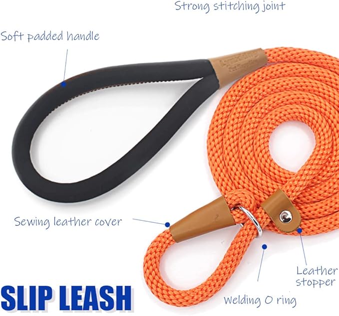 lynxking Dog Leash Slip Lead 5 6 8 FT Dog Training Leash Strong Heavy Duty Braided No Pull Training Lead Leashes