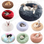 Cat Beds for Indoor Cats - Cat Bed Washable 20 inches, Dog Beds for Small Medium Dogs, Anti Anxiety Round Fluffy Plush Faux Fur Cat Bed, Thick Bottom (Wine, Medium)