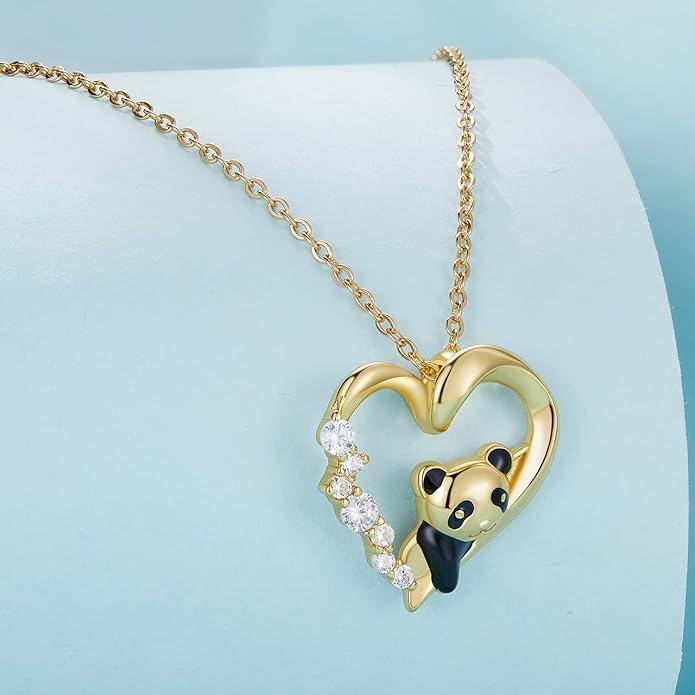 925 Sterling Silver Dog Paw Cat Panda Necklace for Women Cute Dainty Animal Pendant Necklace Gifts for Cat Mom Animals Lover…