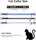 Cat Collar Stars and Moon, Reflective no Bell, Solid & Safe Collars for Cats, Nylon, Kitty Collars, Pet Collar, Breakaway Cat Collar with Smart ID Tags for Boy & Girl,NO APP (Purple)