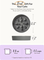Ceramic Slow Feeder Dog Bowls Small Breed, 0.5 Cups Dog Food Dish for Fast Eaters, Puzzle Bowl for Small Dogs and Cats, 5.5 Inch-Grey