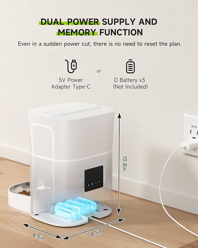 3L Automatic Cat Feeder+Wireless Cats Water Fountain Stainless Steel 3.5L Set, 5G & 2.4G Wi-Fi Cat Food Dispenser Pet Feeder,Pet Dry Food, 1-10 Meals Per Day