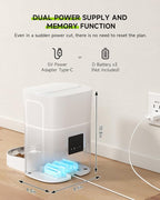 Cordless Dog Water Fountain 7L,Battery Operated Wirelss Dog Water Dispenser +3L Automatic Cat Feeder,5G & 2.4G Wi-Fi Timed Cat Food Dispenser, 1-10 Meals Per Day