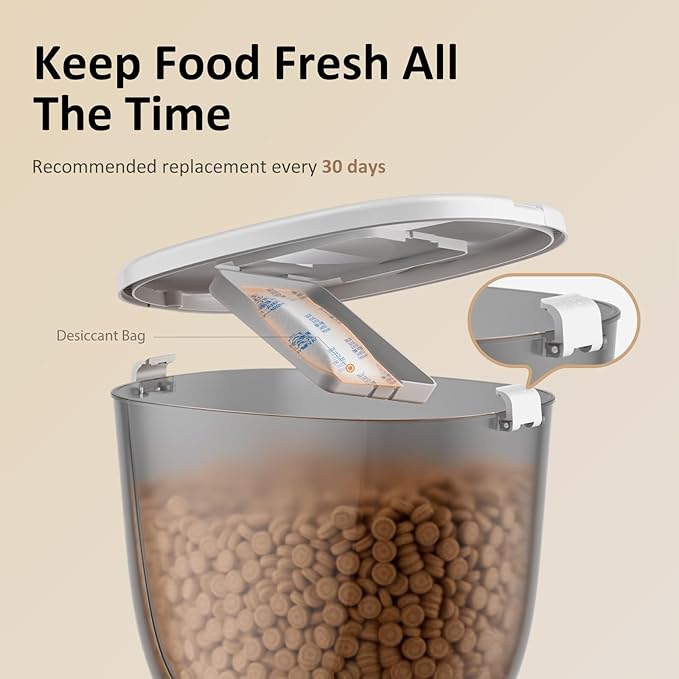 5L Automatic Cat Feeder, Timed Cat Food Dispenser, Automatic Pet Feeders Up to 6 Meal 1-20 Portion, Dual Power Supply Cats Feeder, Pet Dry Food Dispenser for Cats and Small Dogs