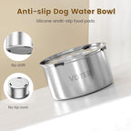 Dog Water Bowl No Spill,5.6LStainless Steel Dog Water Bowl with Anti-Slip,Spill Proof Slobber Stopper No Drip Slow Drinking Feeder for Sloppy Messy Drinkers,Indoor and Outdoor Use