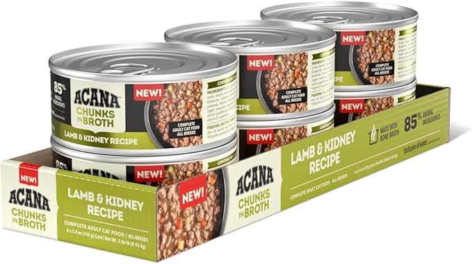 ACANA Chunks in Broth Wet Cat Food Lamb & Kidney Recipe 5.5oz Cans (6 Count)