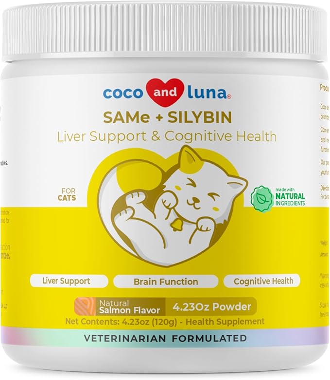 Same and Silybin for Cats - S-Adenosyl-L-Methionine - 120g Powder - Liver Supplement - Promotes Cognitive and Liver Support