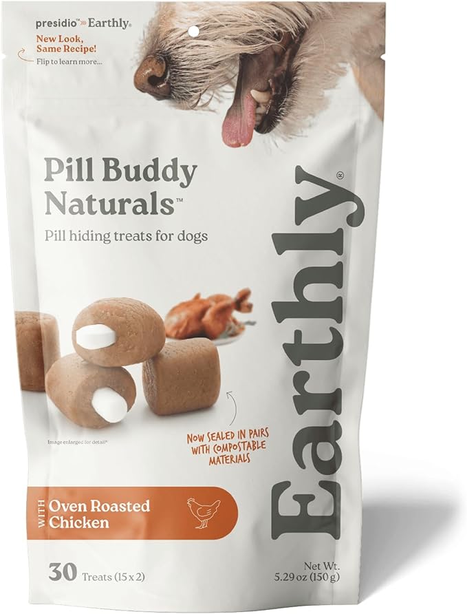 Presidio Pill Buddy Naturals - Chicken Recipe Pill Hiding Treats for Dogs - Make A Perfect Pill Concealing Pocket Or Pouch - 30 Servings
