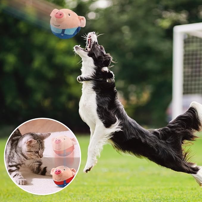 Dog Toys for Small Large Dogs,Puppy Toys to Keep Them Busy,Moving Interactive Squeaky Dog Toy,Active Moving Pet Plush Toy,Small Dog Toys (Red Pig)