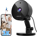 FOSCAM 3K 5MP Security Camera Indoor, 2.4g & 5g WiFi Magnetic Mini Dog/Cat/Pet/Baby Camera, Smart Motion Detection, 20X Zoom, 2-Way Audio, Night Vision, Home Monitor Compatible with Alexa & Google