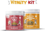 Turmeric & Multivitamin Chews for Dogs – Joint Health, Pain Relief, Mobility, Muscle Relaxation Skin and Coat Support with MSM, Glucosamine, Omega Fish Oil, Vitamin E & Antioxidants (90 Ct Each)