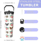Dog Floral 30oz Tumbler with Top Handle Lid and Straw Insulated Water Bottle Travel Mug for Car Cup Office Coffe Mugs for Boy Girl Drink Hot and Cold (dogs)