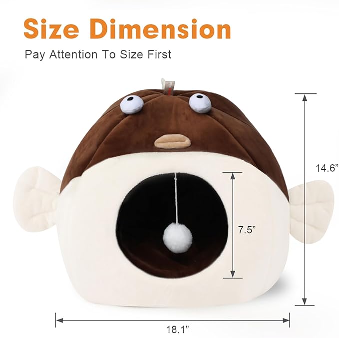 Vanansa Cat Bed for Indoor Cats, Soft Premium Pet Bed, Available in All Seasons,No Deformation, Anti-Slip Bottom, Great Medium Cat Houses for Indoor Cats, Roomy Cat Tent for Indoor Cats(L, 18" x 15")