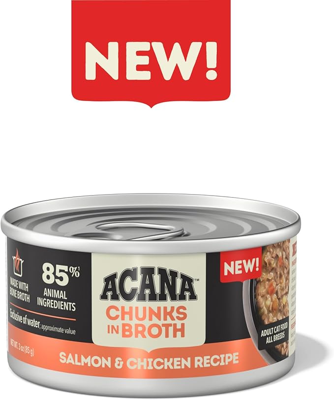 ACANA Chunks in Broth Wet Cat Food Salmon & Chicken Recipe 3oz Cans (12 Count)