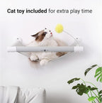SVD.PET Cat Hammock Wall Mounted with Cat Toy, Soft Padded & Comfortable Cover Premium Cat Furniture. Modern Design Cat Shelf. Supports up to 40 lbs (Comfy Plus, White)