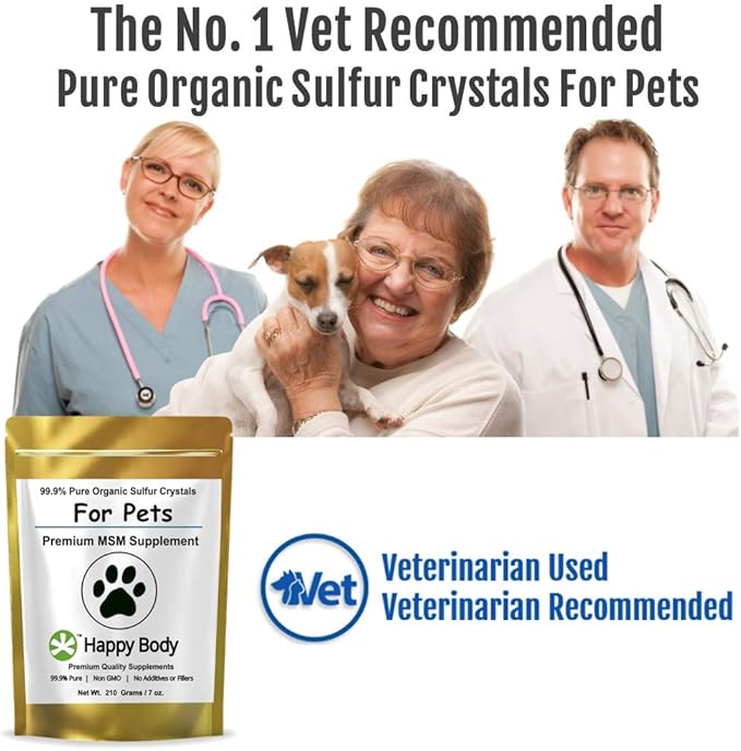 Pure MSM Joint Supplement for Dogs, Cats, & Horses – 100% Additive-Free – High Performance, Supports Pets Wellness, Healthy Joints, Mobility, Aches, & Fatigue – HAPPY BODY - 7oz