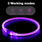 Flashseen LED Dog Collar, USB Rechargeable Glowing Lighted Up Collar, Cuttable Water-Resistant TPU Safety Collar Lights for Small Medium Large Dogs (Purple)